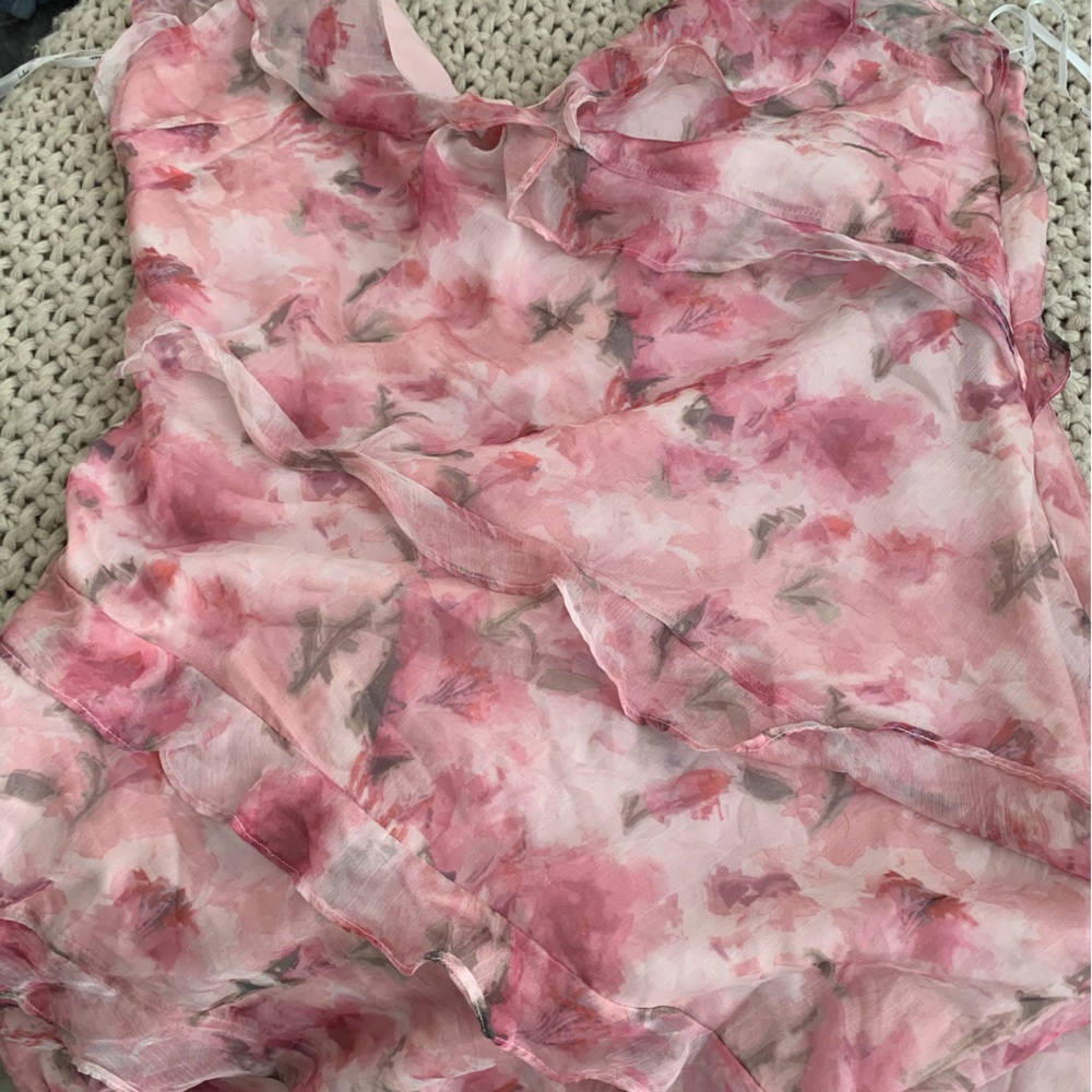 Lulu's Pink Floral Sheer Top